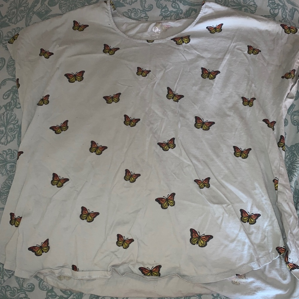 Light blue butterfly %100 cotton shirt, Organic Generation,